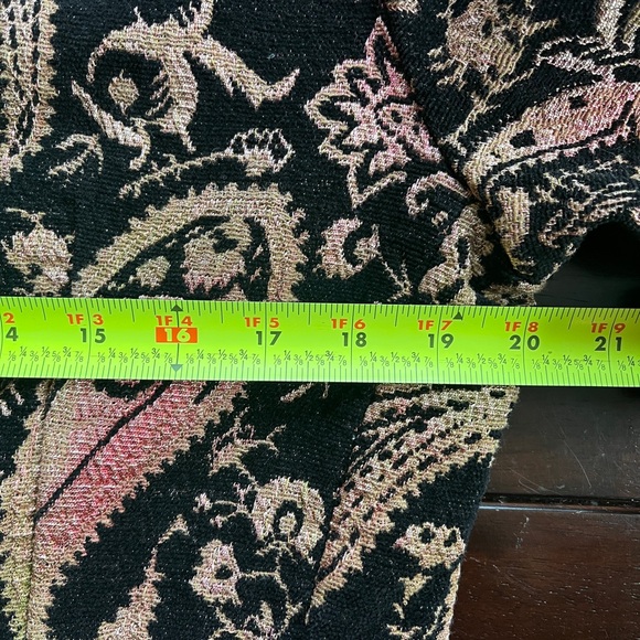 CHICO’S Fringed Tapestry Blazer, Black Pink Paisley (Size 1) 8 Medium M - Picture 9 of 10